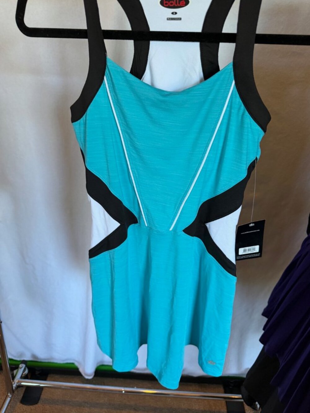 NWT Bollé High Performance Blue Black White Colorblock Tennis Dress Size S